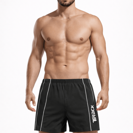 Track Half-Length Swim Shorts in Black, Blue, and Mint Green