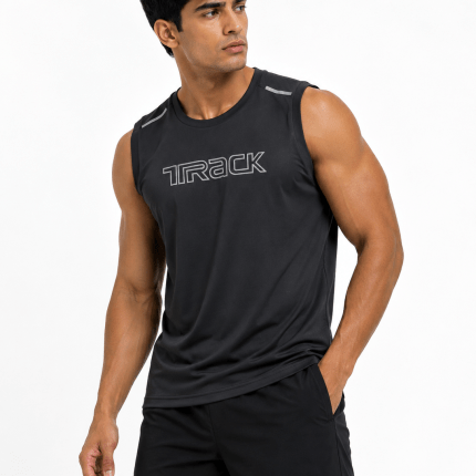 Men's Sleeveless Training T Shirt in Black, Olive Green, Blue, and Gray