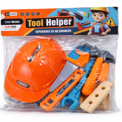 Kids tool set with helmet