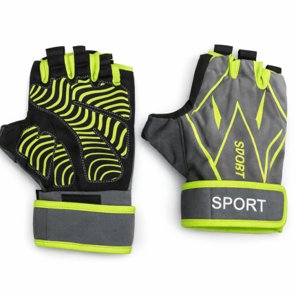 Half Finger Sport Gloves in Black, Green, and Pink