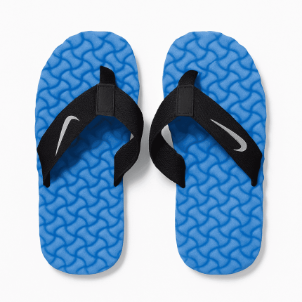 Flip-flops in purple blue white
