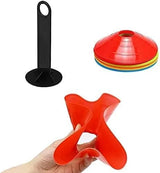 Agility training cone stand with saucer cones and hurdle marker