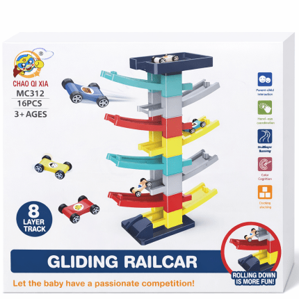 Gliding rail car track set