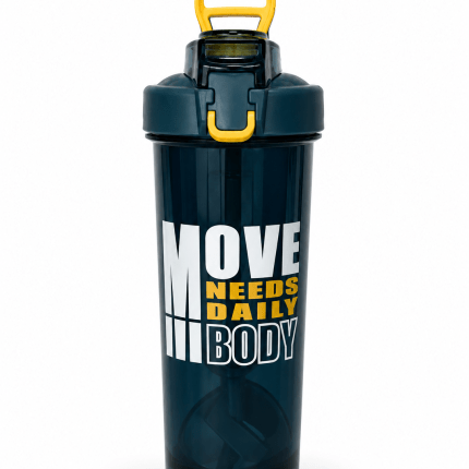 MOVE shaker bottle in navy blue and pink