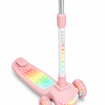 3-Wheel LED Star Scooter in Black, Beige, and Pink