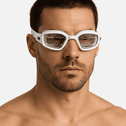 Track swimming goggles in navy blue purple white
