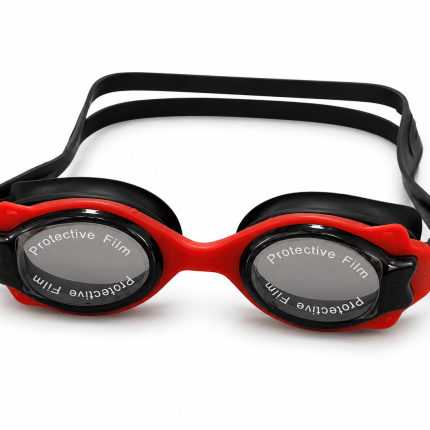 Track swimming goggles in black blue yellow