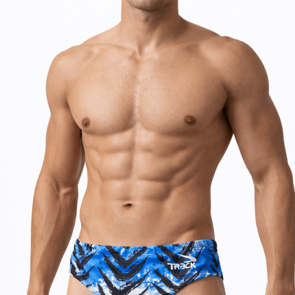 Track 3D Slip Swimsuit in Black, Green, and Blue