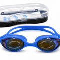 Junior mirrored swimming goggles in red and blue