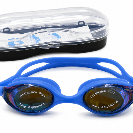 Junior mirrored swimming goggles in red and blue