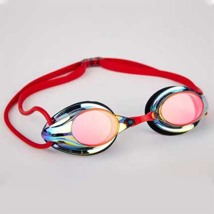 Junior mirror swim goggles in red and pink