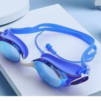 Silicone swimming goggles blue