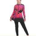 Modest swimsuit in black blue pink