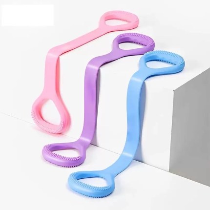 Resistance Training Band in Purple, Blue, Gray, and Light Pink
