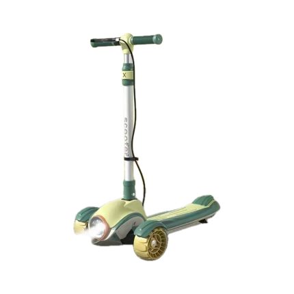3-Wheel Scooter with Lights and Brake in Green, Purple, Red, and Orange