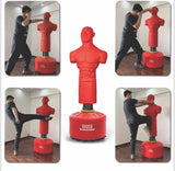 Boxing Dummy Full Body Punching Man Boxing Stand, Silastic Punching Bag in Red and Blue