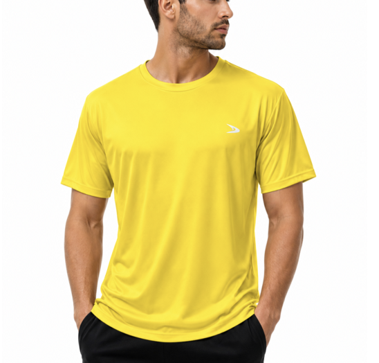 Men's Sports T-Shirt - Gray, Yellow - Alhisan Alriyadi